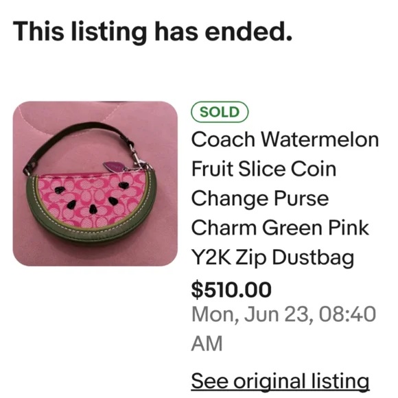 Rare Pink and Green Watermelon Coin Purse Y2K Price Firm. RESERVED. DO NOT BUY! - Picture 6 of 7